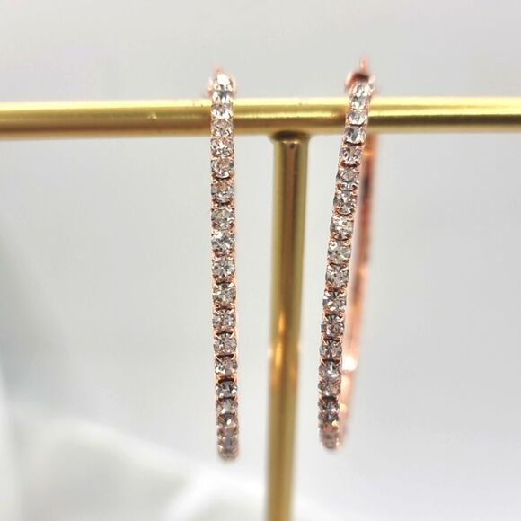 New Large Rhinestone Rose Gold Earrings - Picture 2 of 6